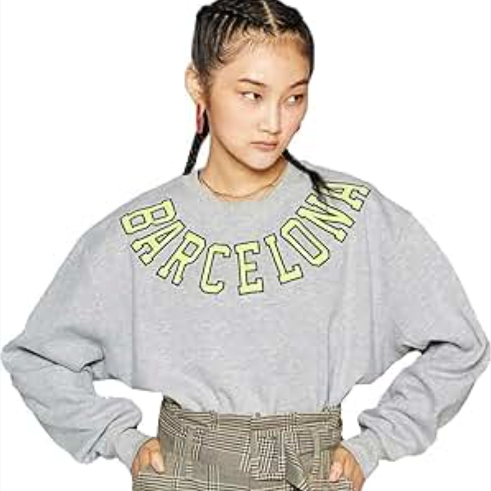 Wild Fable‎ Gray Crew Neck Sweater with Yellow Lettering